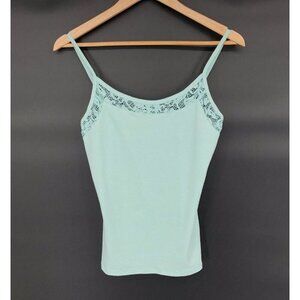Aeropostale Womens Lace Accent Cami Top L Seafoam Green Y2k Summer Going Out Top